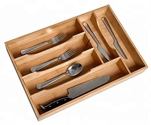 Bamboo Cutlery Tray Kitchen Utensil Tray Cooking Spoon Flatware
