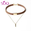 New Velvet Metal Chain Choker Necklaces For Women Gold Plated Leather Chain Alloy Pendant Collar Choker