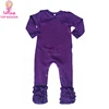 Children Boutique Ruffle Clothing Purple Blank Cotton One Piece Romper Long Leg Icing Triple Fall Ruffle Boutique Romper