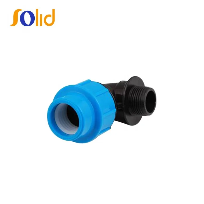 PP compression fitting thread plastic pipe fitting 90 degree male elbow