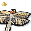 High End Production Custom Hand Embroidery Bullion Sequin Box Bags Dragonfly Patch