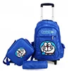 Primry school kids children cartoon doraemon trolley school backpack with lunchbag