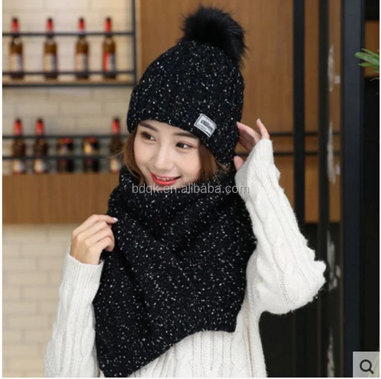 Fashion Knit Beanie Winter Hat And Scarf Set For Women Buy Knit
