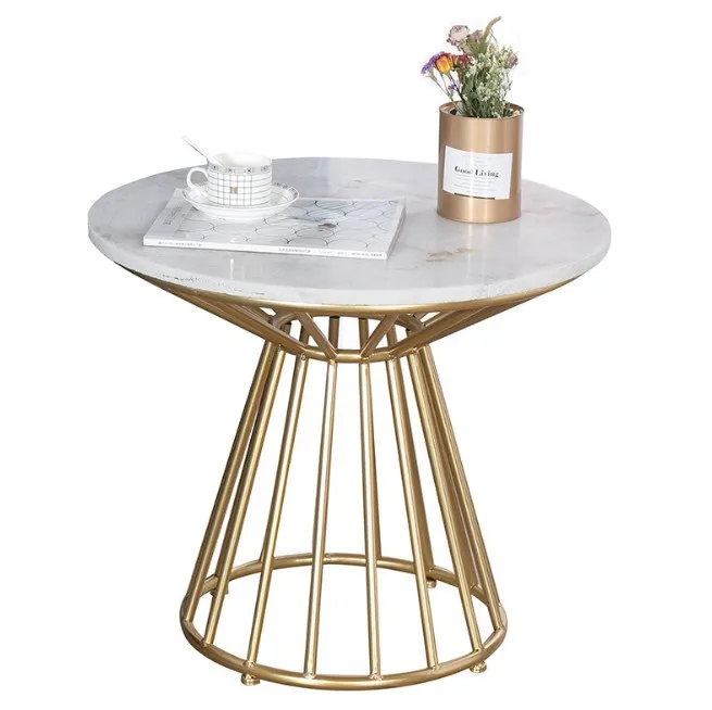 圆形大理石台面金属框架咖啡桌