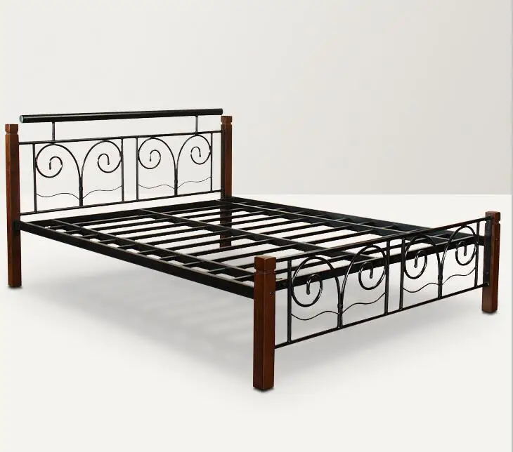 German style bed metal bed frame with wood legs bedroom furniture