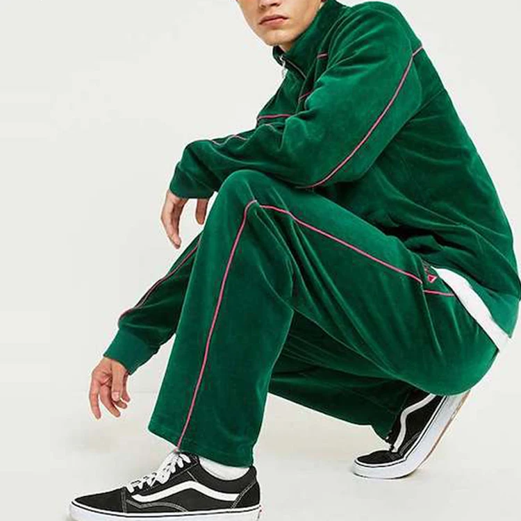 dark green velour tracksuit