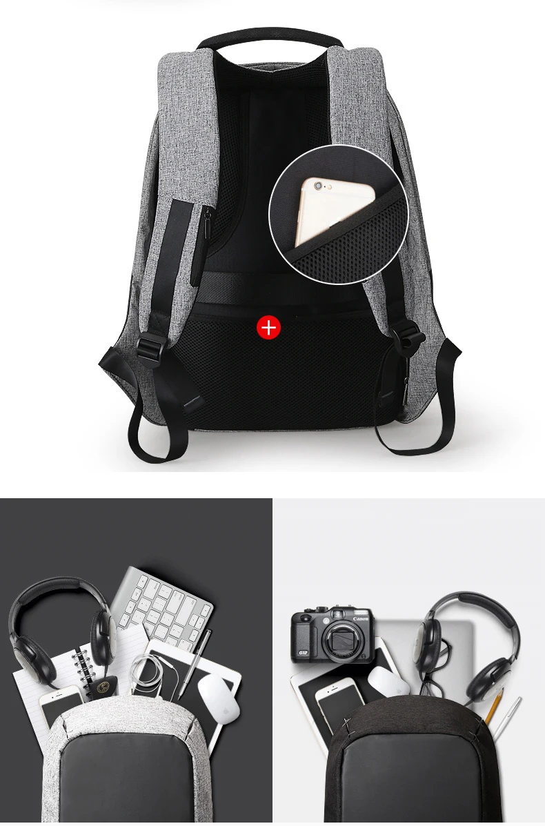Water proof anti-theft anti thief security business smart laptop backpack rucksack bagpack back pack bag with USB Charging port