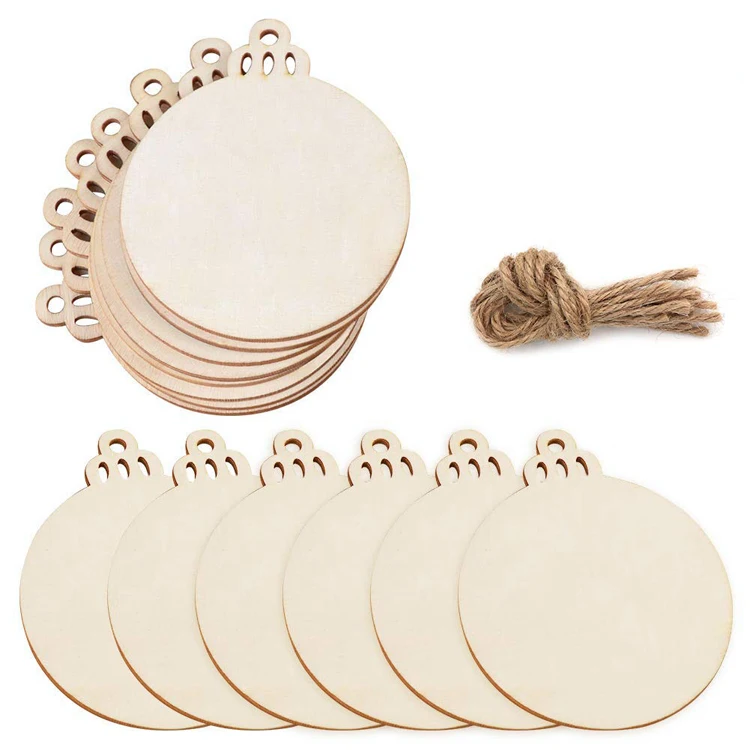 Party Saying Round Wooden Discs Unfinished Predrilled Natural Wood