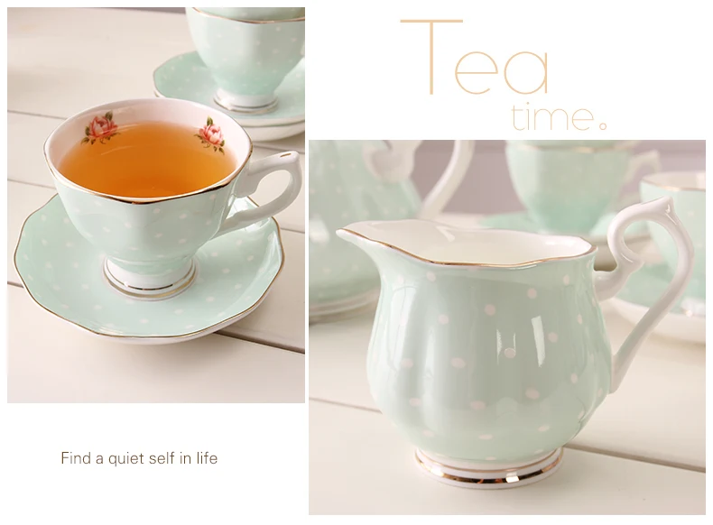 Gold Trim Bone China Tea Sets With Gift Box,Tea Sets For Tea Party