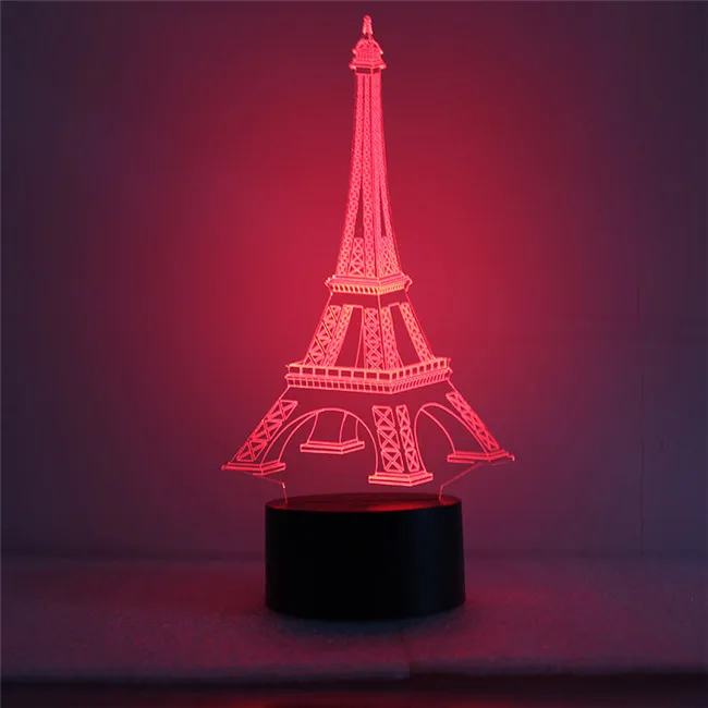 Creative visual stereo LED touch switch The gradient small night light Discus the Eiffel Tower 3 d lamp