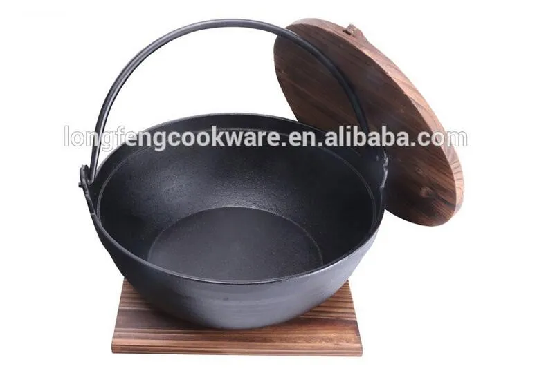 Preseasoned Japanese Cast Iron Pot With Wooden Lid Buy Cast Iron Japanese Hot Pot,Cast Iron