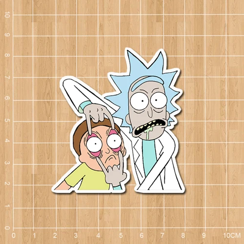 Western animation rick and morty Notebook refrigerator skateboard trolley case backpack Tables book sticker PVC sticker