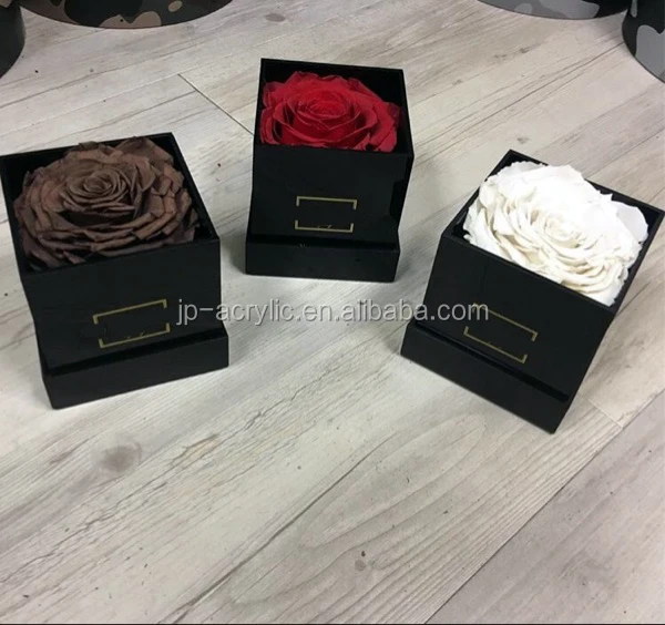 Wholesale Square Single Flower Square Black Acrylic Rose Box Buy