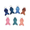 Custom printed mermaid neoprene chapstick holder key chain