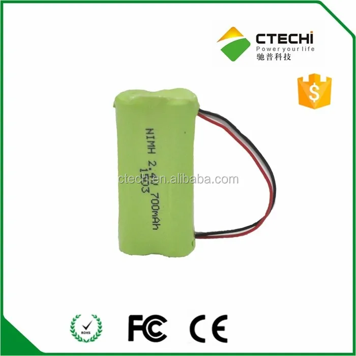 Nimh 2.4v 700mah rechargeable prismatic battery with wires and connector