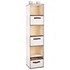 Tiers Cloth Hanging Shelf with a Widen Strap 3 Foldable Drawers 6 Side Pockets and Divided Panels for Closet Organizer, Beige