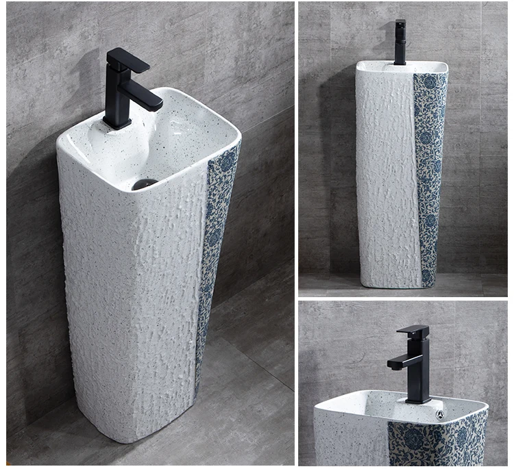 Luxury  Ceramic colored Pedestal Wash Basin