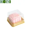 Custom Plastic PET Golden Mini Cupcake Boxes, Small disposable Clear Plastic Blister Baking Cake Box With Lid