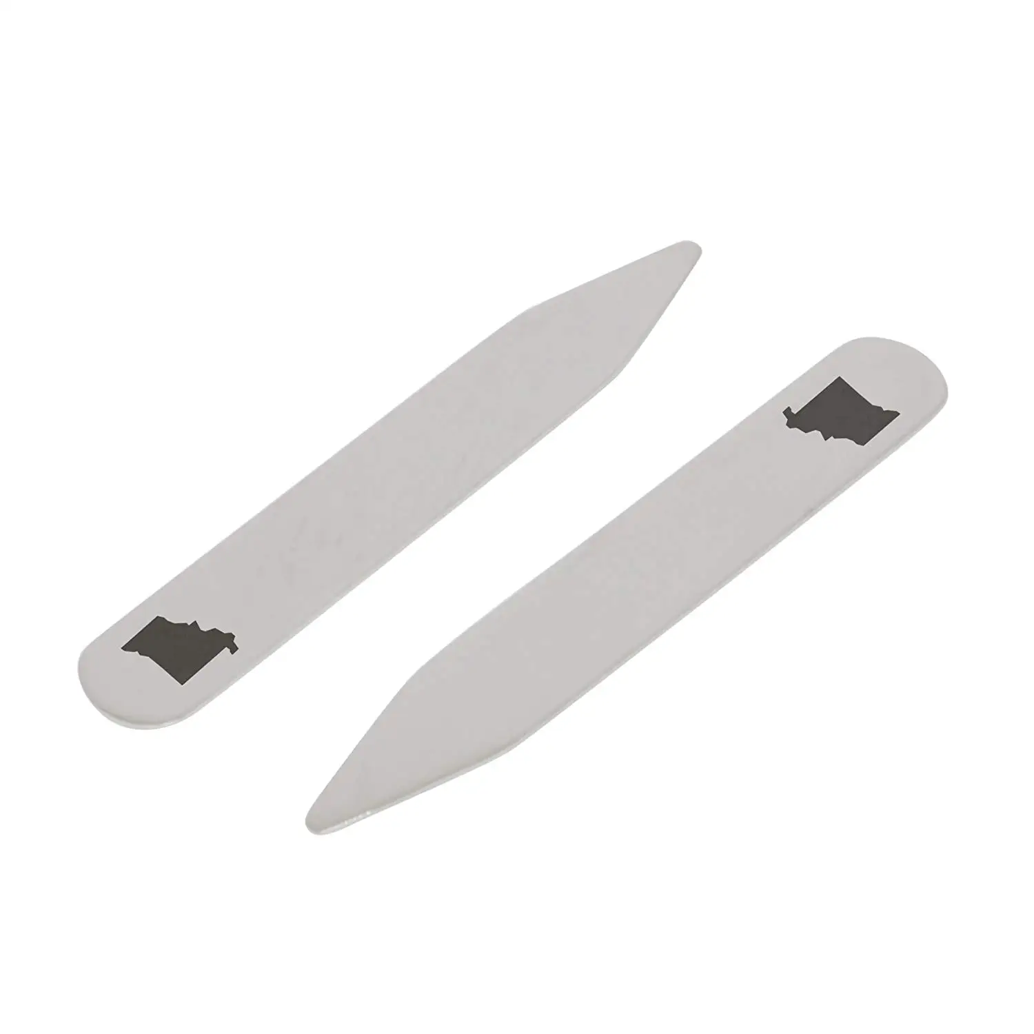 Made In USA 2.5 Inch Metal Collar Stiffeners MODERN GOODS SHOP Stainless Steel Collar Stays With Laser Engraved Swan Design