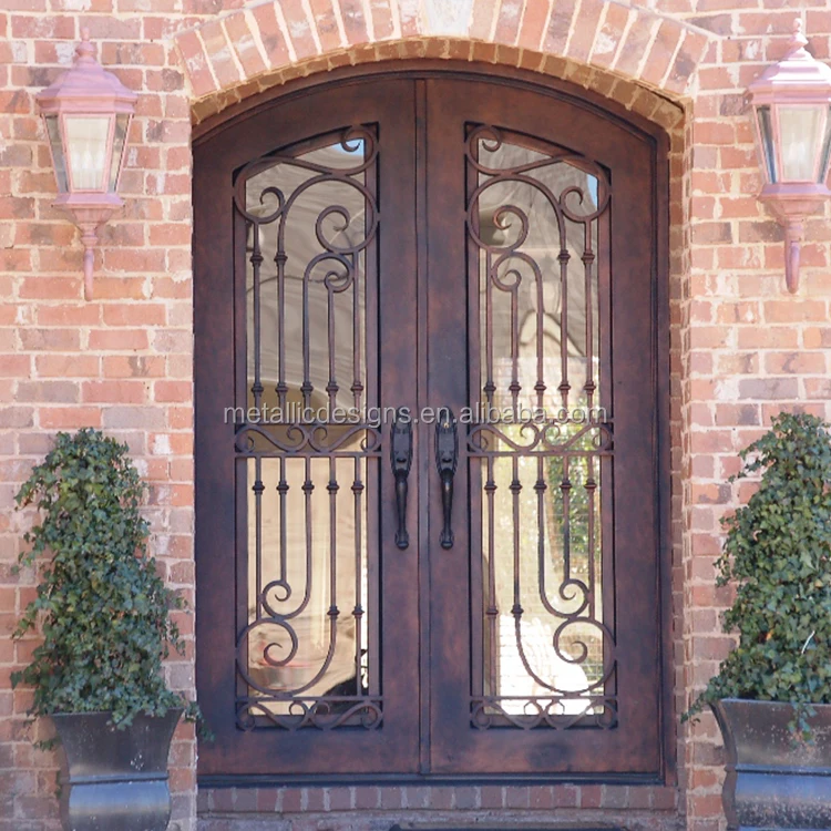 House Front Single Entry Door Wrought Iron Security Door With