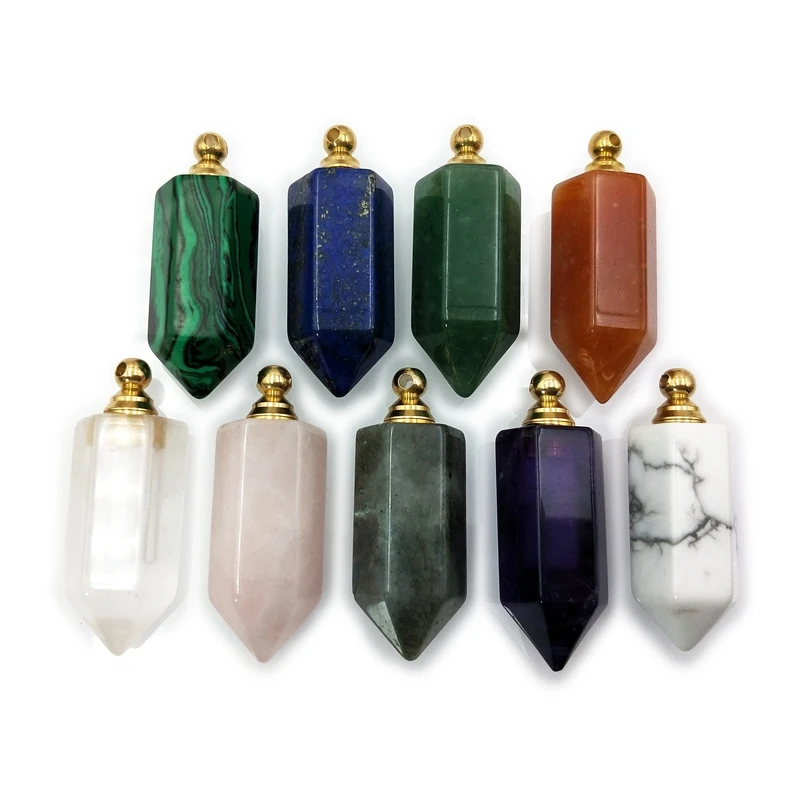 Genuine Carved Simple Gemstone Ashes Pendant Mini Bottle Point Natural Turquoise Stone Cremation