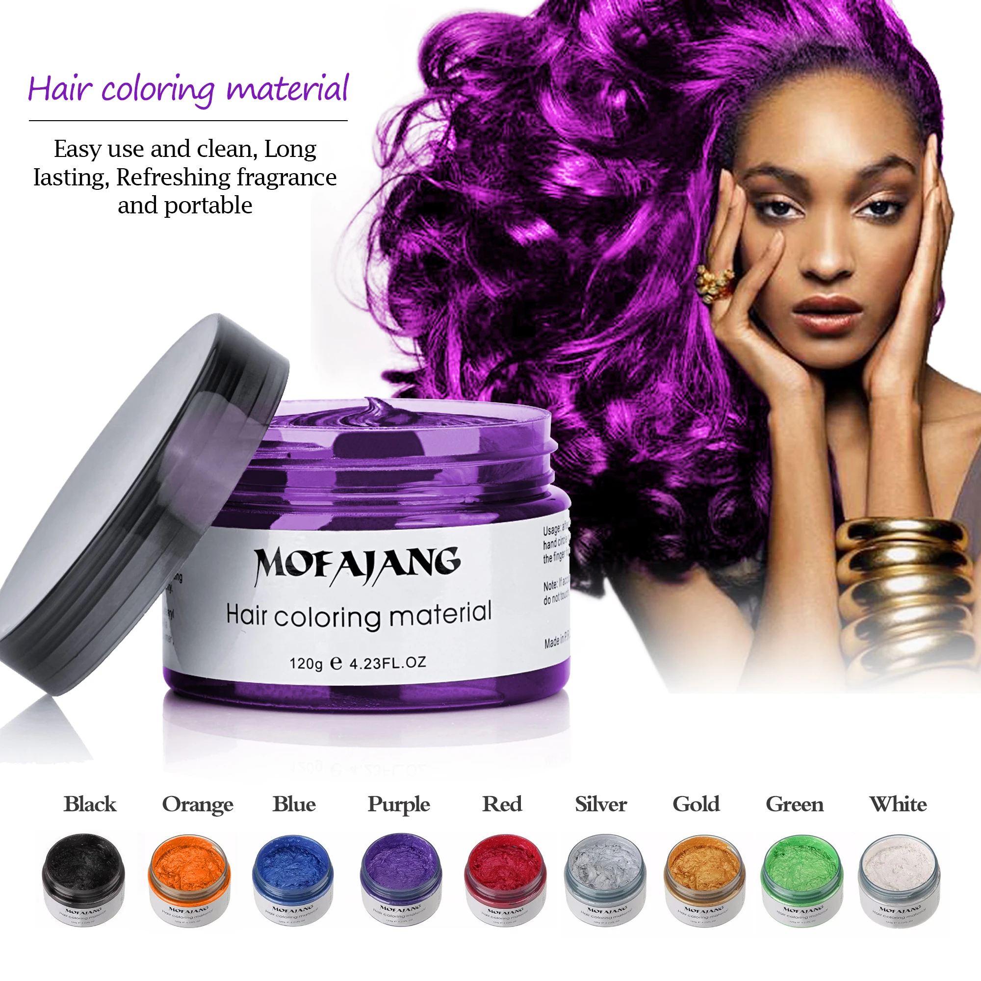Mofajang 9 Colors Private Label Hair Styling Pomade Material Temporary  Disposable Mud Hair Color Wax - Buy Hair Color Wax,Private Label Hair Wax, Hair Coloring Material Product on 