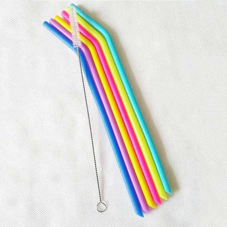 High Quality Slim Curve Silicone Rubber Straws Reusable Silicone Straw
