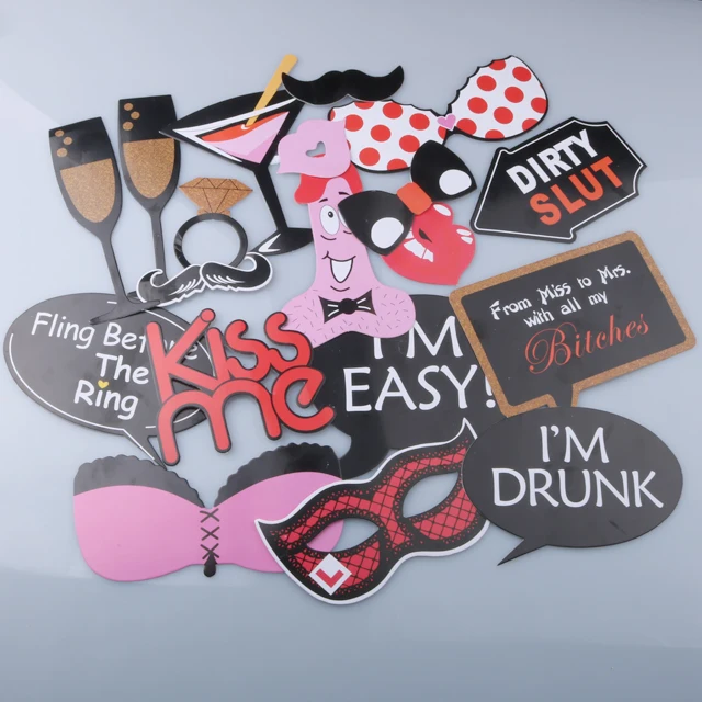 Black And Pink Sexy Photo Booth Props Party Decoration Bachelor