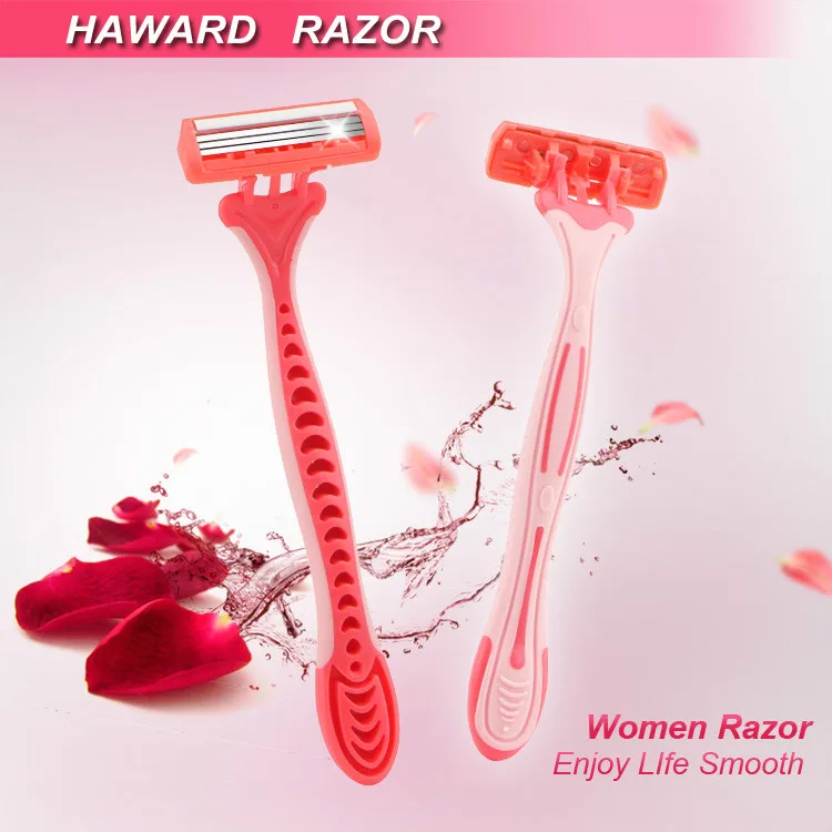 Women Hair Removal Shaver Triple Blade With Lubricating Strip Plastic