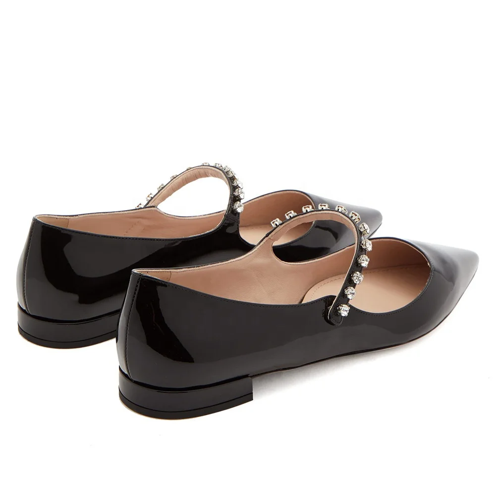 shiny black flats womens