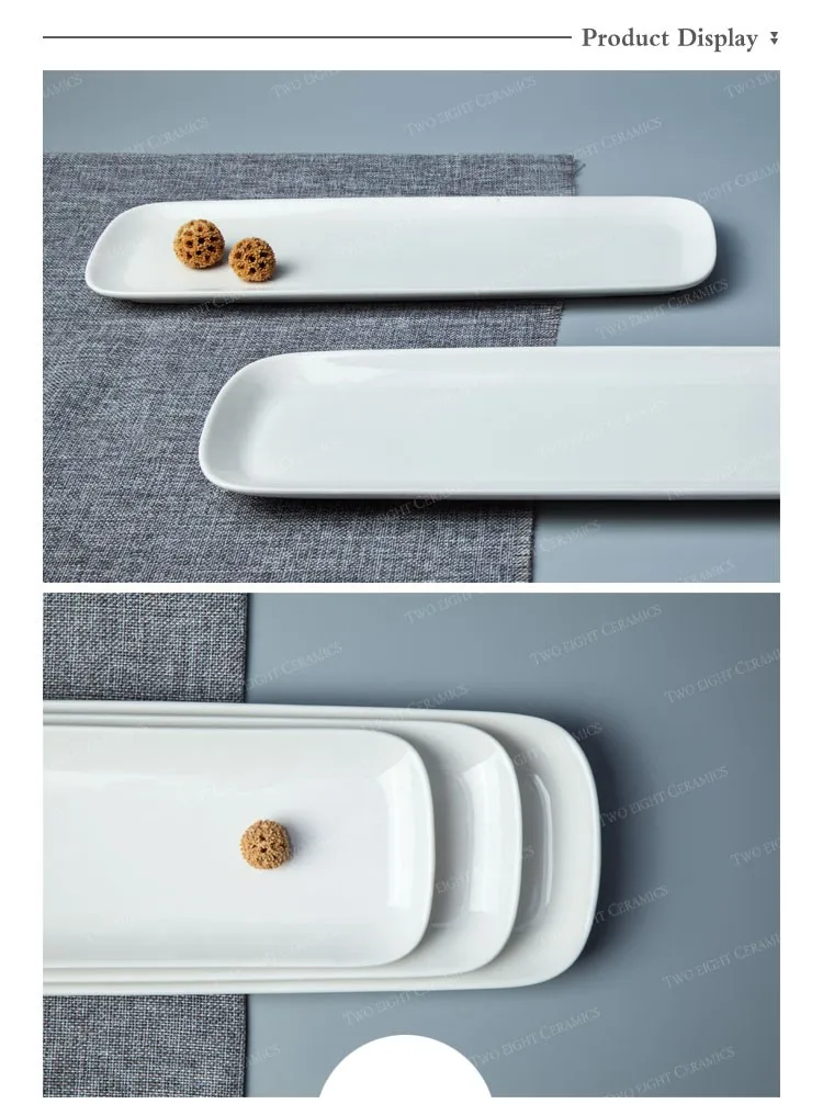 White Rectangle Wholesale Dinner Plates, Chaozhou Factory Porcelain Ceramic Dish, Asian Restaurant Tableware$