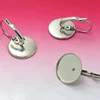 No Fade! Pure Stainless steel French hook earring with 18-25mm Circular shape Teeth Edge stone Setting Blank base