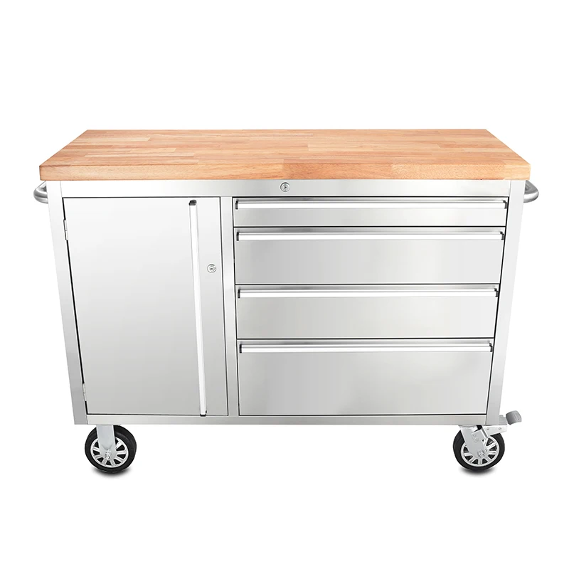 Hyxion 48 Inch 4 Drawer 1door Storage Wood Top Metal Tool Cabinet