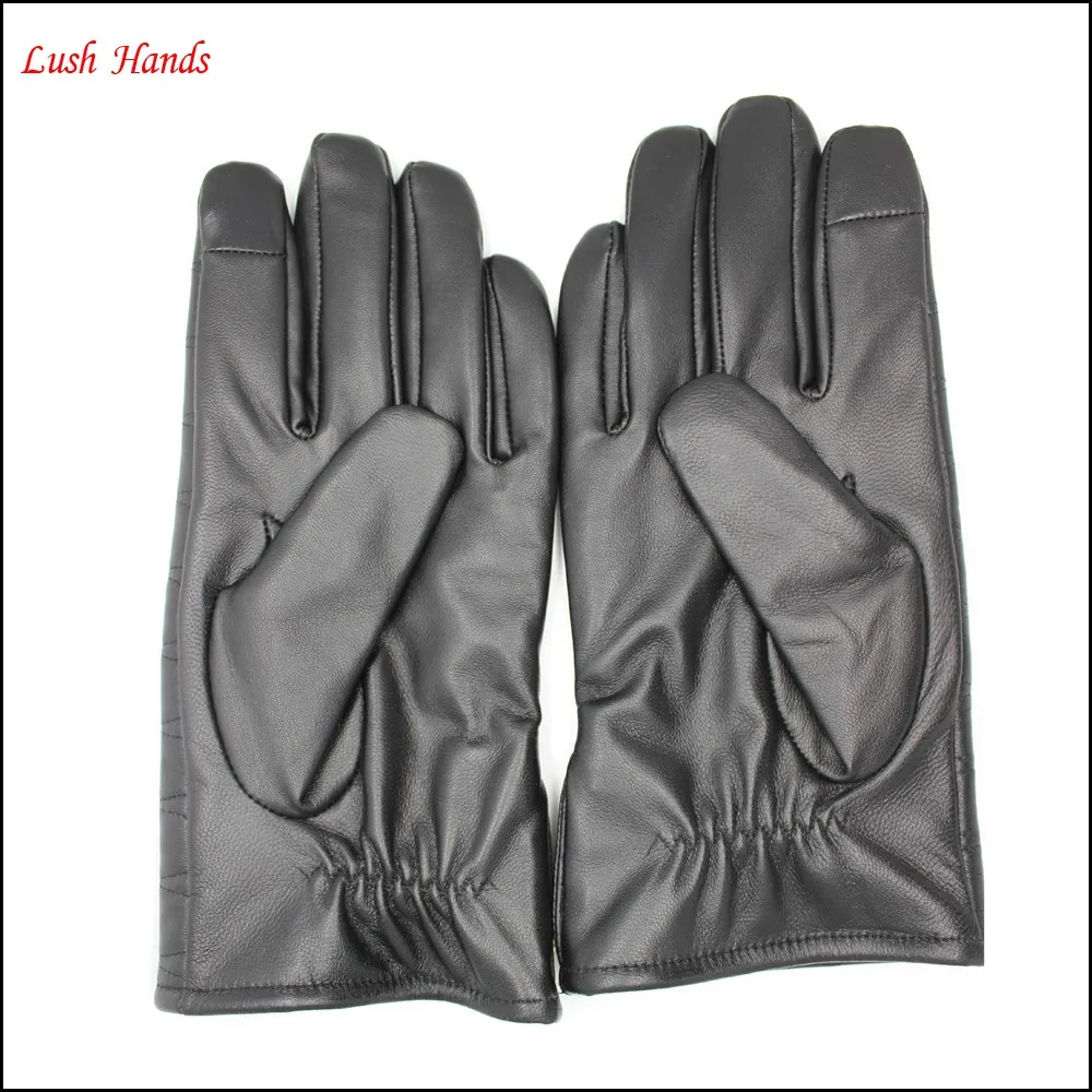 cashmere lined man leather gloves back leather gloves back Embroidered gloves