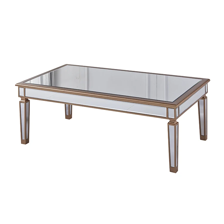 
Wholesale cheap home goods mirrored desk gold glass coffee table 