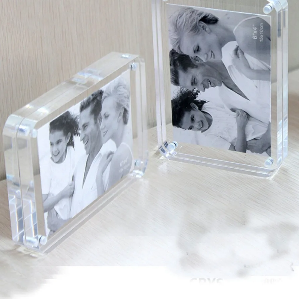 Factory Wholesale Crystal Round Corners Double Side Block Set Picture Display Clear Acrylic