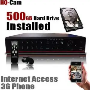 HQ-Cam 4 CH Channel Security Camera Network DVR With 500GB Hard Drive Installed Pre-installed - Real Time 3G Mobile
