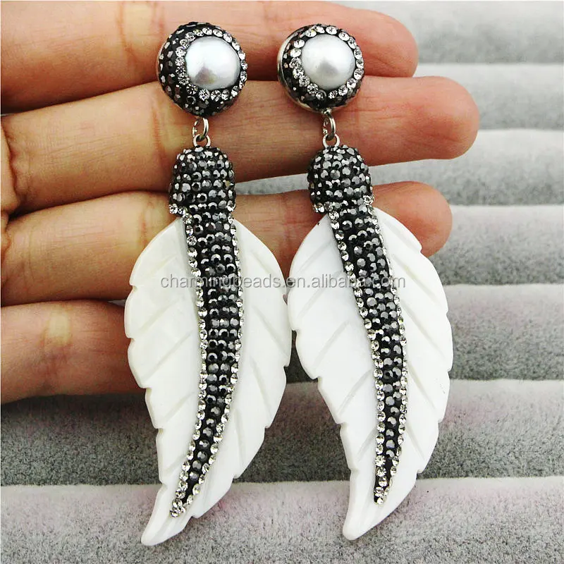 CH-MAE0137 Wholesale pave diamond jewelry stone earring,fashion silver plated rhinestone agate earring,hot sale charms earrings