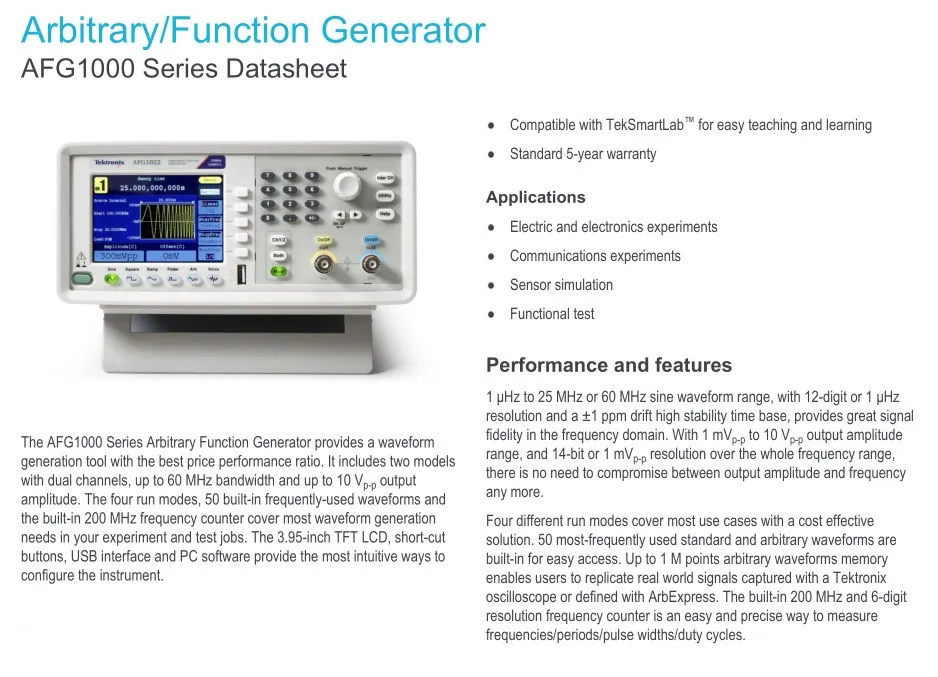 Original Tektronix Afg1022 Arbitrary Function Generators Buy Function