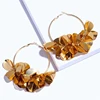 Kaimei hot selling 2018 amazon new design bohemian jewelry 18k gold handmade sequins hoop earrings tops