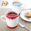 Bulk pack cafe ceramic custom shape mug with silicone base