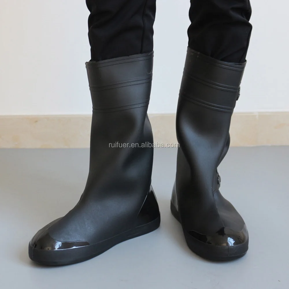37cm High Long Waterproof Rain Shoe Reusable Rubber Overshoe Foldable ...