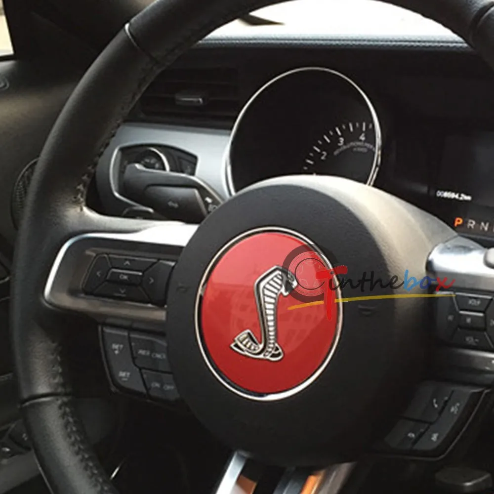 Red Steering Wheel Horn Emblem Badge Sticker For Ford Mustang Gt350
