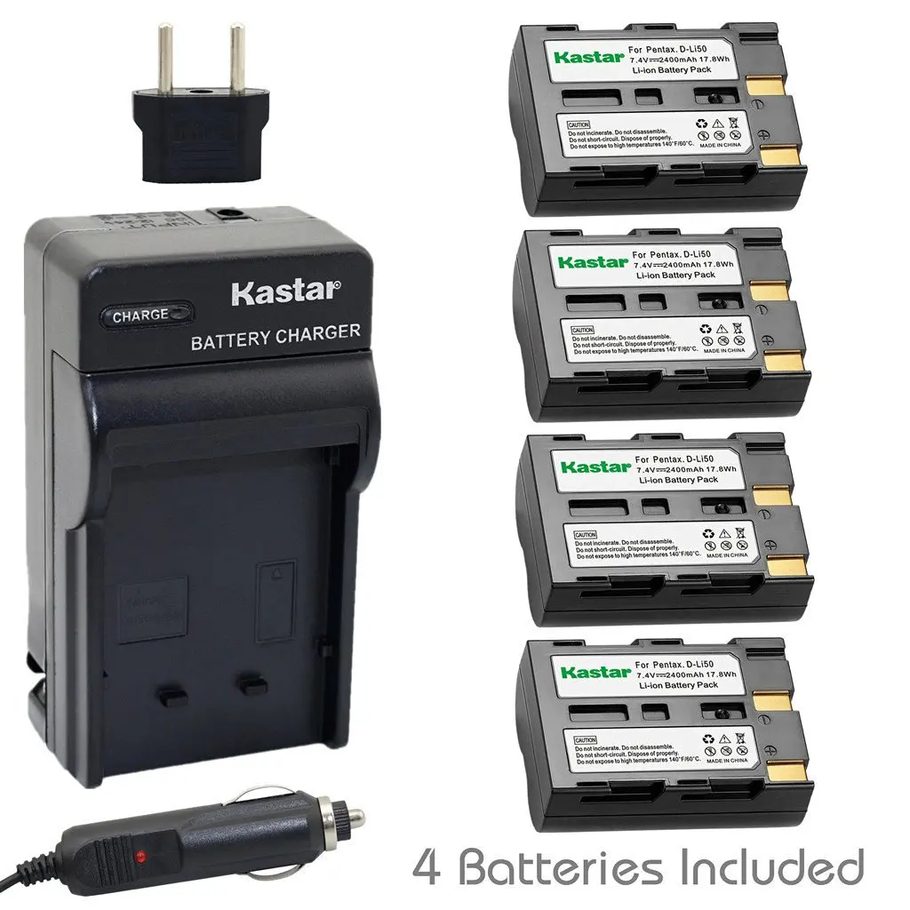 Get Quotations · Kastar Battery (4X) and Charger for Pentax D-Li50 Konica  Minolta NP-