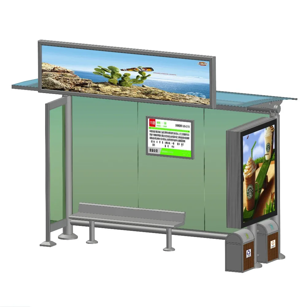 product-YEROO-Metal Frame Advertising Lightbox with Stainless Steel Bus Shelter-img