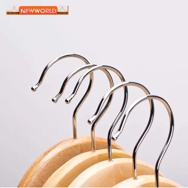 High Quality Chrome Hook Rubber Grip Bar Wooden Hangers And Clothes