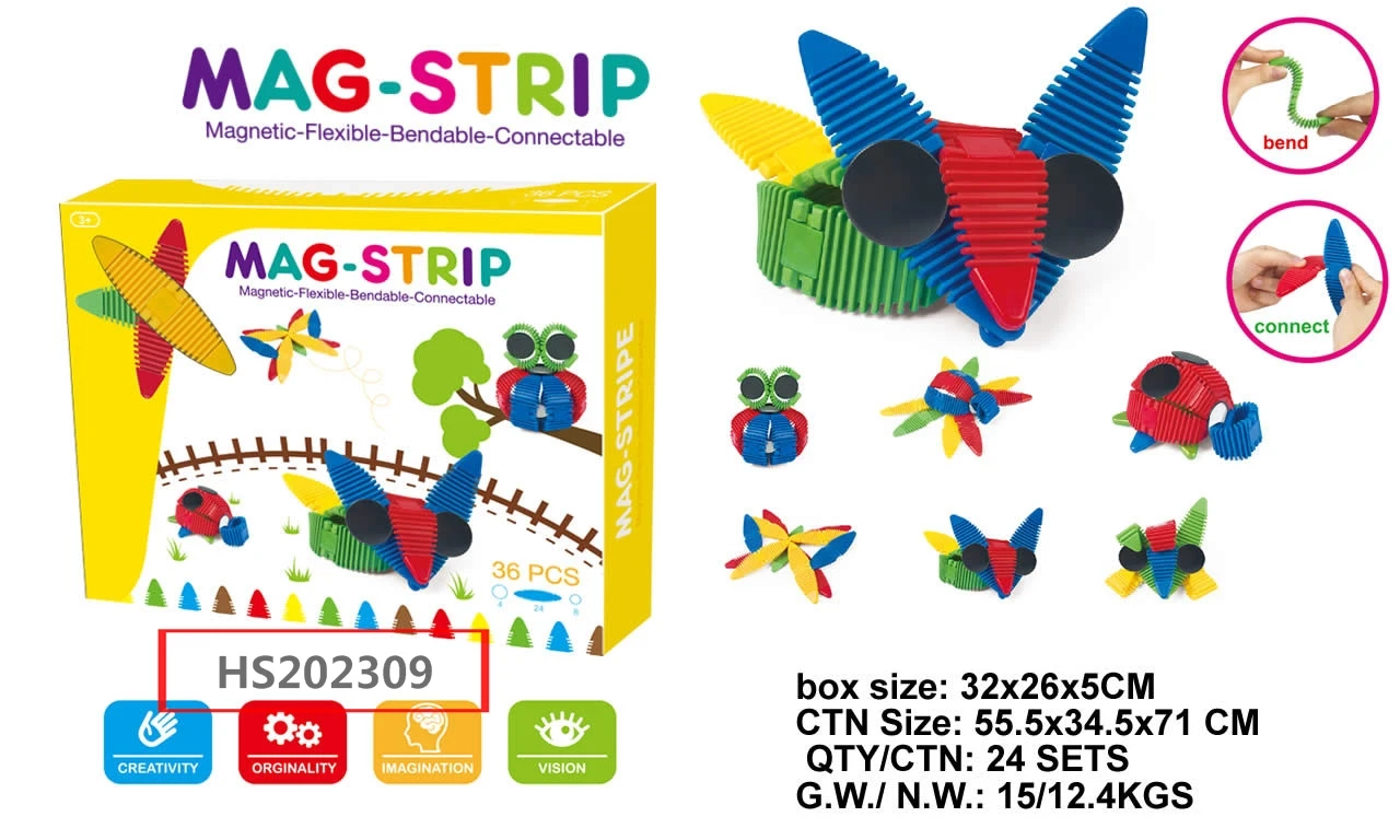 HS202309, Huwsin Toys, Flexible magnetic building block,36pcs, Educational toy