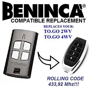 Beninca TO GO 4WV, TO GO 2WV, T2WV, T4WV BENINCA Replacement Remote Control, Top quality keyfob