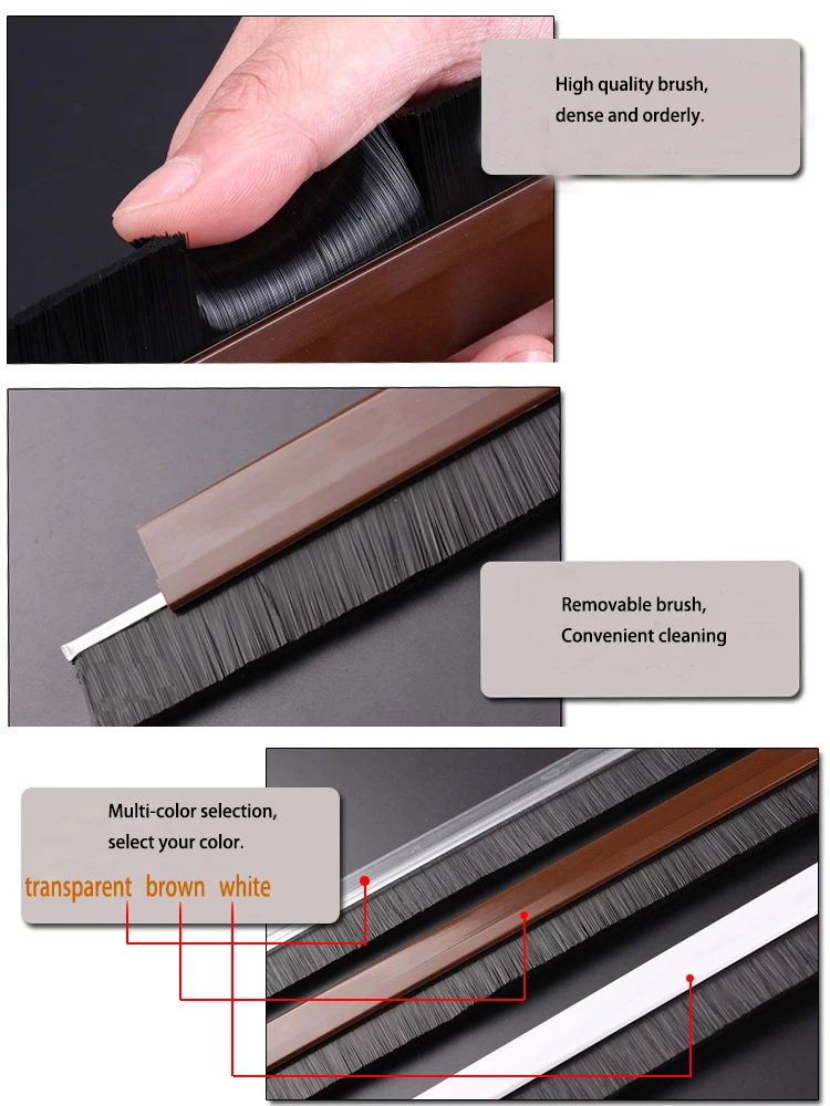 Aluminium Bottom Door Sealing Brush Strip For Wood Door - Buy Aluminium ...