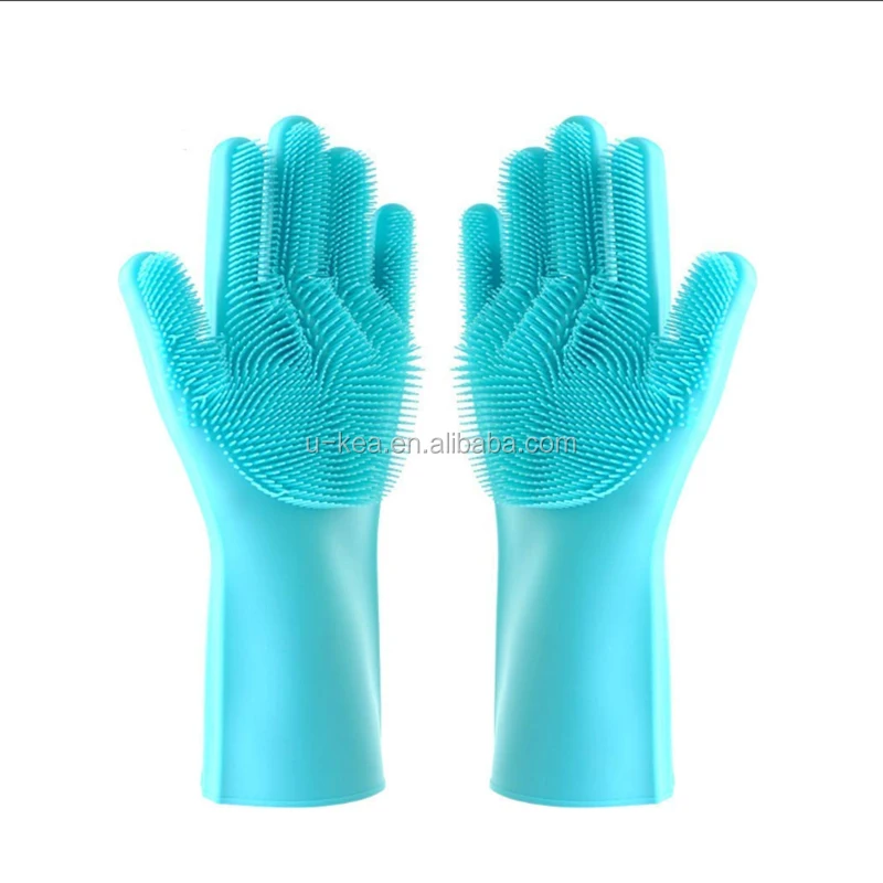 New Magic Silicone Dish Washing Gloves With Scrubber Heat Resistant